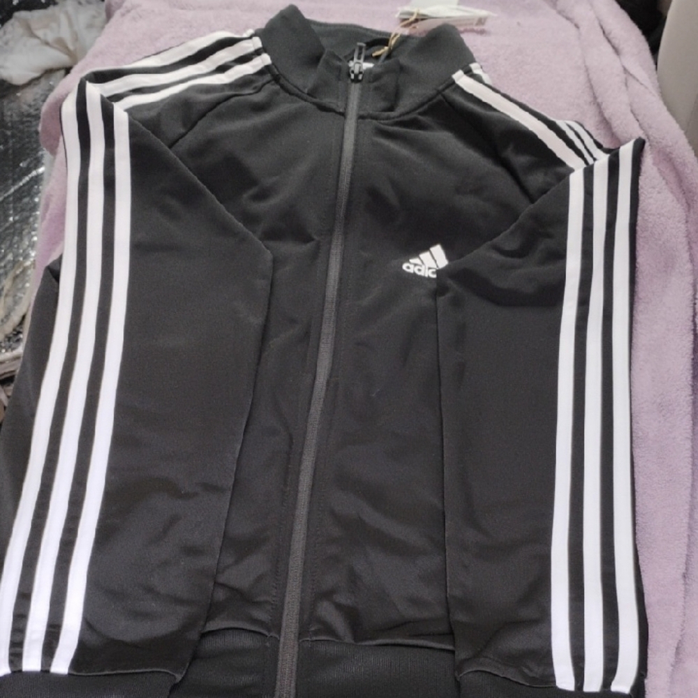 Adidas Black and White Track Jacket Size XS With Side Pockets